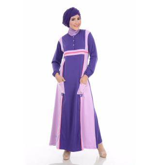 Alnita AG-08 Baju Muslim Baju Hijab Baju Muslim Modern Wanita Baju Muslim Gamis Dress Kaos Ungu Terong  