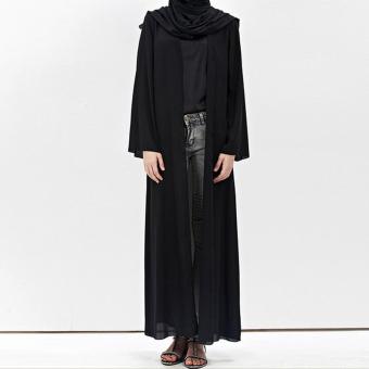 Amart Women Muslim Cardigan Turkish Dubai Clothing Long Coat Outwear Tops(Black) - intl  