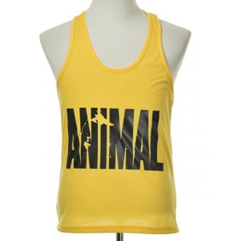 Animal Men Gym Tank Tops Bodybuilding Stringer Workout Vest Fitness Tops Yellow  