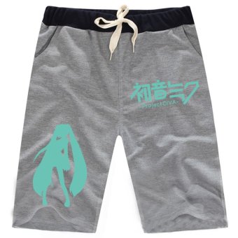 Anime Hatsune Miku Short Pants Trousers Vocaloid Casual Cosplay(Gray) (Intl)  