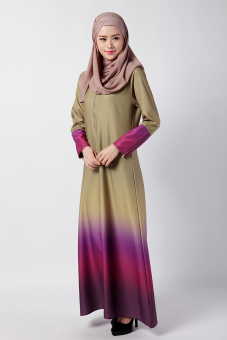 "''""''''ANNEYEP Women''''s Long Sleeve Color Washlight Chiffon Muslim Dress (Green)''''""''"' - intl  