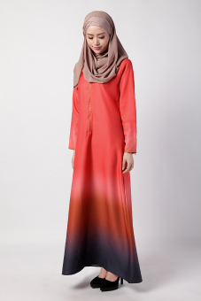 "''""''''ANNEYEP Women''''s Long Sleeve Color Washlight Chiffon Muslim Dress (Orange)''''""''"' - intl  