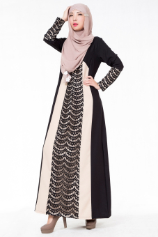 "''""''''ANNEYEP Women''''s Long Sleeve Lace Joint Kaftan Muslim Maxi Dress (Black)''''""''"' - intl  