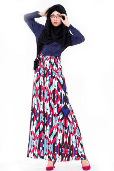"''""''''ANNEYEP Women''''s Long Sleeve Printed Kaftan Muslim Dress (Navy)''''""''"' - intl  