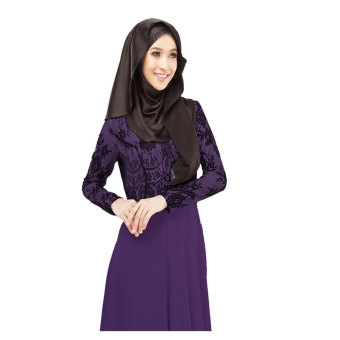 Aooluo 2016 Muslim New Summer Dress Lace False two-piece Temperament Show Thin Connect Dress (Purple) - intl  