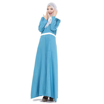 Aooluo 2016 new Muslim women's dress dress Ethnic dress skirt week The Malay hot style (Shallow blue) - intl  