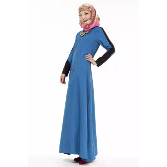 Aooluo 2016 The new loose women's clothing The hui nationality women's dress Long sleeve Sunday best (Blue) - intl  