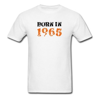 AOSEN FASHION Creative Men's Born In 1965 T-Shirts White  