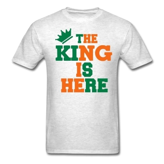 AOSEN FASHION Creative Men's The King Is Here T-Shirts Light Oxford  