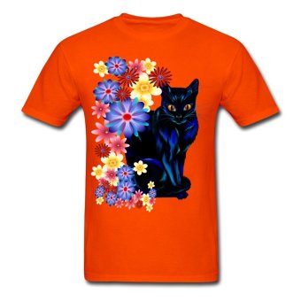 AOSEN FASHION Custom Design Men's Garden Kitty T-Shirts Orange  