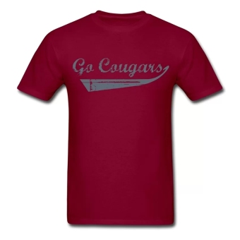 AOSEN FASHION Custom Design Men's Go Cougars T-Shirts Burgundy  