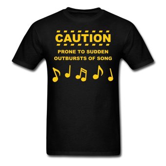 AOSEN FASHION Custom Printed Men's Caution Prone T-Shirts Black  