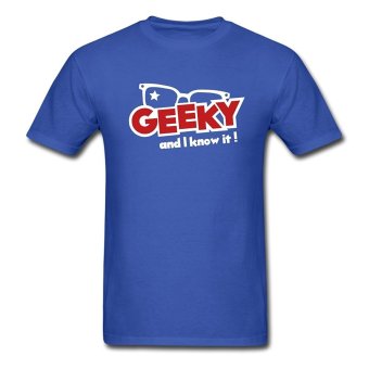 AOSEN FASHION Custom Printed Men's Geeky Design T-Shirts Royal Blue  