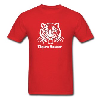 AOSEN FASHION Custom Printed Men's Tiger Head T-Shirts Red  