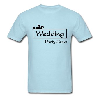 AOSEN FASHION Custom Printed Men's Wedding Party Crew T-Shirts Sky Blue  