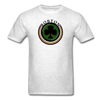 AOSEN FASHION Fashion Men's Boston Shamrock Design Apparel T-Shirts Light Oxford  