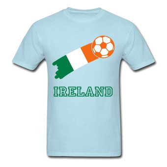 AOSEN FASHION Funny Cotton Men's Ireland Foot Ball T-Shirts Sky Blue  