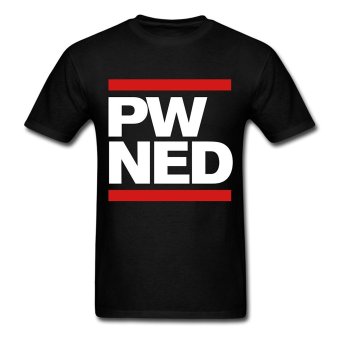 AOSEN FASHION Hot Sale Men's Pwned Design T-Shirts Black  