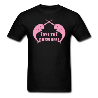 AOSEN FASHION Hot Sale Men's Save The Narwhals T-Shirts Black  