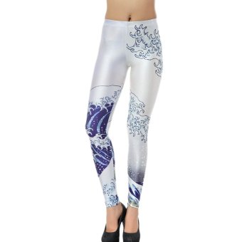 AOXINDA New Printed Fashionable Women's Jellyfish Printed Stretch Leggings Pencil Tight Pants Size M  