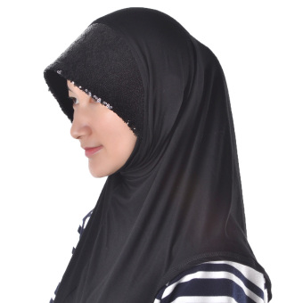 Arabic Muslim Keffiyeh Scarf Wrap Paillette Ornament Turban Black - intl  