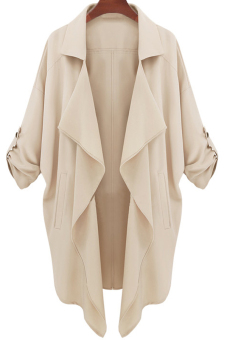 ASTAR Asymmetrical Hem Long Trench Coat (Khaki)  