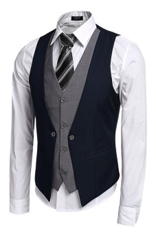 ASTAR Coofandy Men's Formal Business Suit Vest ( Blue ) - intl  