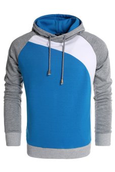 Astar Coofandy Men's Warm Contrast Color Hooded Slim Pullover Hoodies (Blue)  