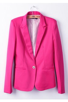 ASTAR Fashion Women Candy Color Basic Coat Slim Blazer Rose Redï¼ˆï¼‰  