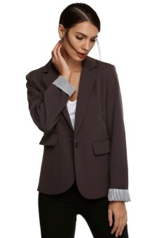 ASTAR Meaneor Stylish Ladies Women Casual Formal Office Solid Suit One Button Blazer Roll-up Stripe Cuffs Tailoring Coat  