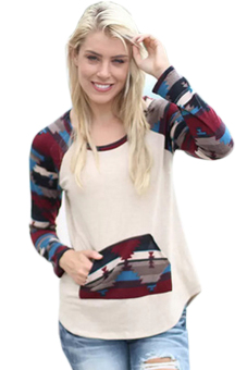 ASTAR Women Casual All-match O-neck Long Sleeve Print T-shirtï¼ˆï¼‰  