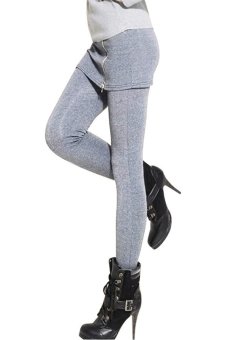 ASTAR Women's Casual Leggings Pants With Zipper Skirt Solid Plain Culottes(Grey)  
