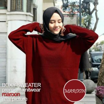 Ataya Boxy Sweater Premium Maroon Best Seller  