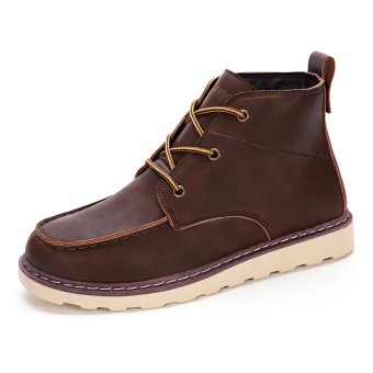 Autumn And Winter Casual Men Ankle Boots Fashion European Style Safety Boots (Brown) - intl  