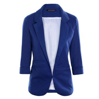 Autumn Fashion Women 7 Colors Slim Fit Blazer Jackets Notched Three Quarter Sleeve Blazer(Dark blue) - intl  