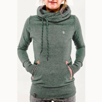 Autumn Winter Hoodies Sweatshirts Women Casual Female Long Sleeve Hem Split Hoody Pullovers Outwear Tops Plus Size (Green) - intl  