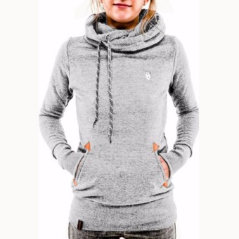 Autumn Winter Hoodies Sweatshirts Women Casual Female Long Sleeve Hem Split Hoody Pullovers Outwear Tops Plus Size (Grey) - intl  