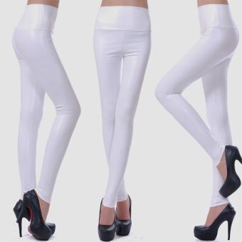 Autumn Winter Women PU Leather Leggings High Waist Silm (White) - intl  