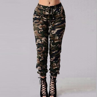 Autumn Women Camouflage Printed Pants ZANZEA Design Trousers Military Elastic Waist Pants Plus Size S-3XL  