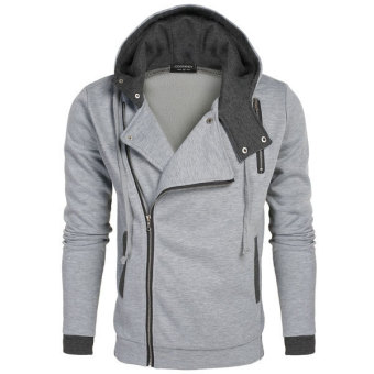 Azone COOFANDY Men Fashion Casual Zipper Hooded Slim Hoodie Coat(Gray)   