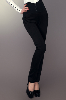 Azone High Waist Trousers Pants (Black) - intl  