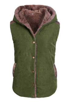 Azone Meaneor Autumn Winter Women Sleeveless Hoodie Zip Waistcoats Jacket (Green)   