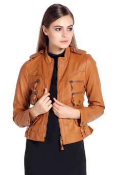 Azone Motorcycle Faux Leather Jacket Women Jackets   