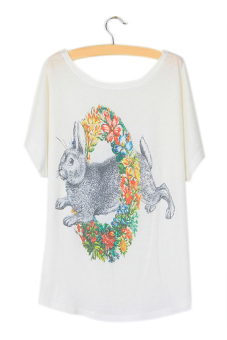 Azone Print Women Summer Casual T-Shirt Tops White Color (Type 5) - intl  