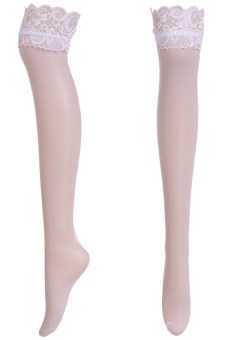 AZONE Women Lace Decoration Long Knee Thigh High Boot Tights White - intl  