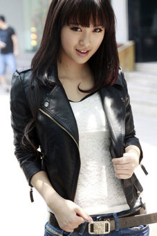 AZONE Women Motorcycle Leather Jackets Short Outerwear Coat (Black) - intl  