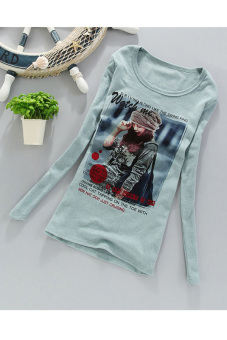 AZONE Women's Fashion Casual Printing Long Sleeve O-neck T-shirt Dark Green - intl  