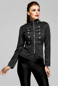 AZONE Women's Long Sleeve Coat Zipper Outwear Jacket (Black) - intl  