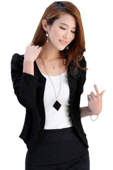 AZONE Women's Suit Long Sleeve Short Coat Jacket Outerwear (Black)  