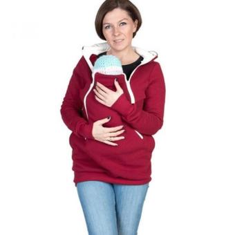 Baby Carrier Jacket Kangaroo Winter Maternity Outerwear Coat for Pregnant Women Thickened Pregnancy Wool Baby Wearing Coat (Red) - intl  